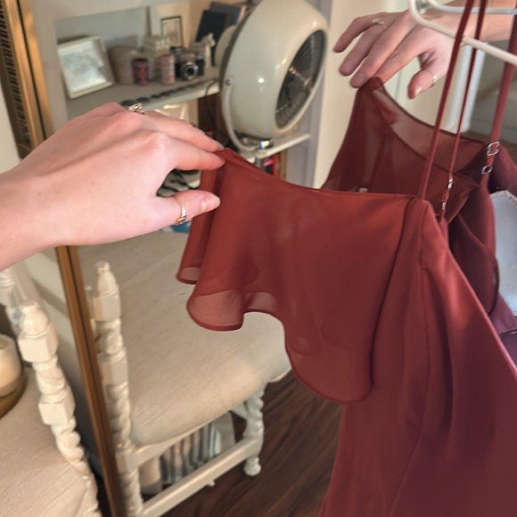 Rust color Davids Bridal Bridesmaid dress. Size 8 - Picture 4 of 7